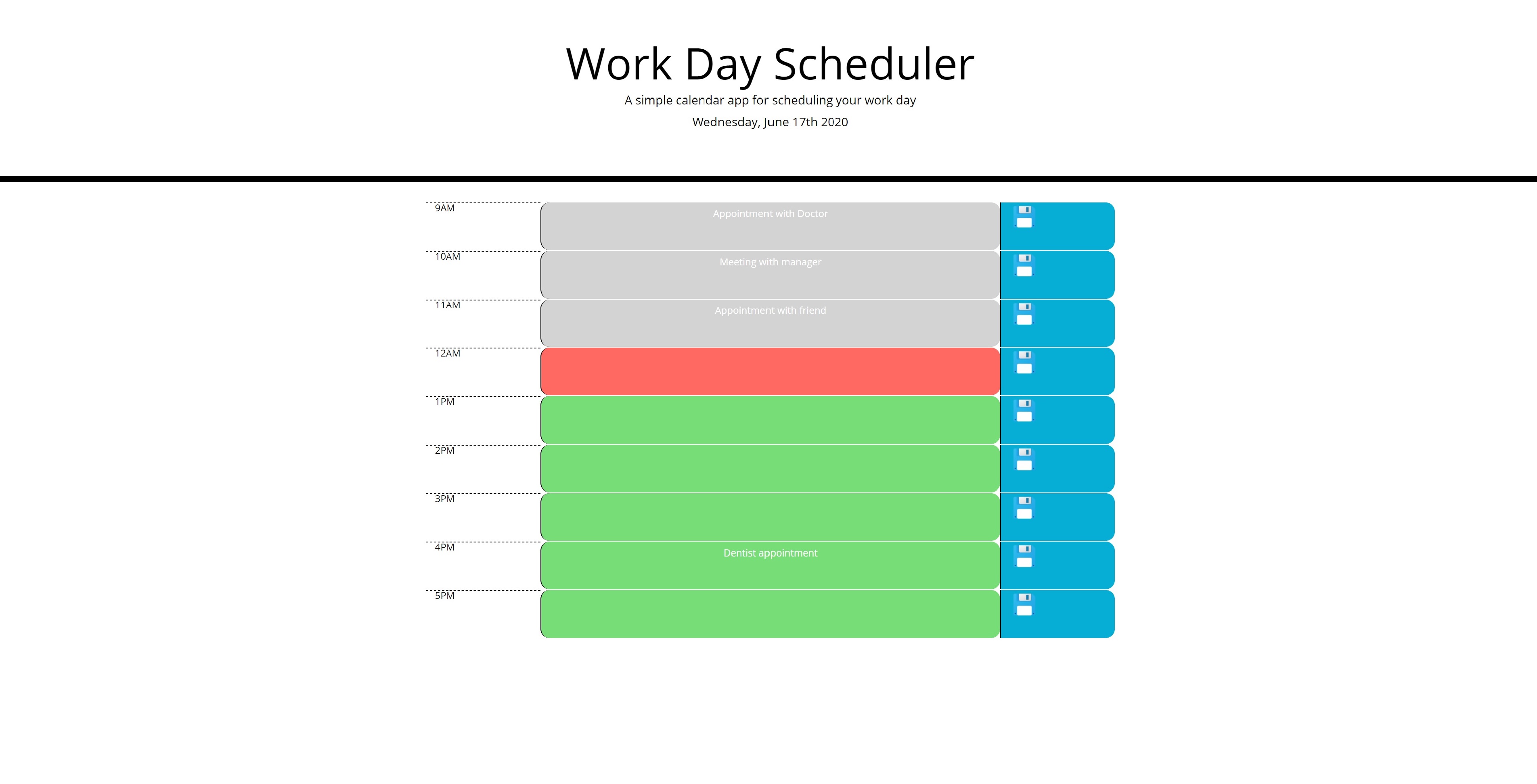 work day scheduler app